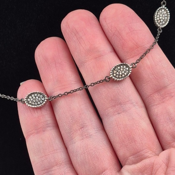 Frieda Rothman 18" Station Necklace Silver Tone CZ Accents NWT Elegant Dainty - Picture 2 of 8